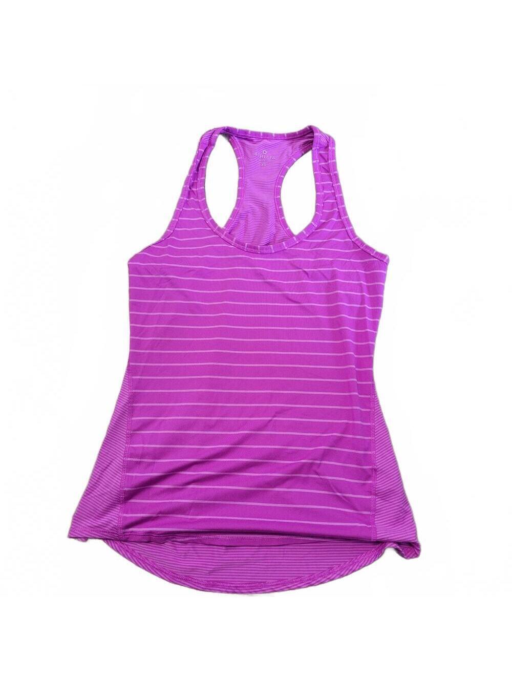 Athleta Purple Stripped Mesh High-Low Raceback Tank Top Women's Size XS
